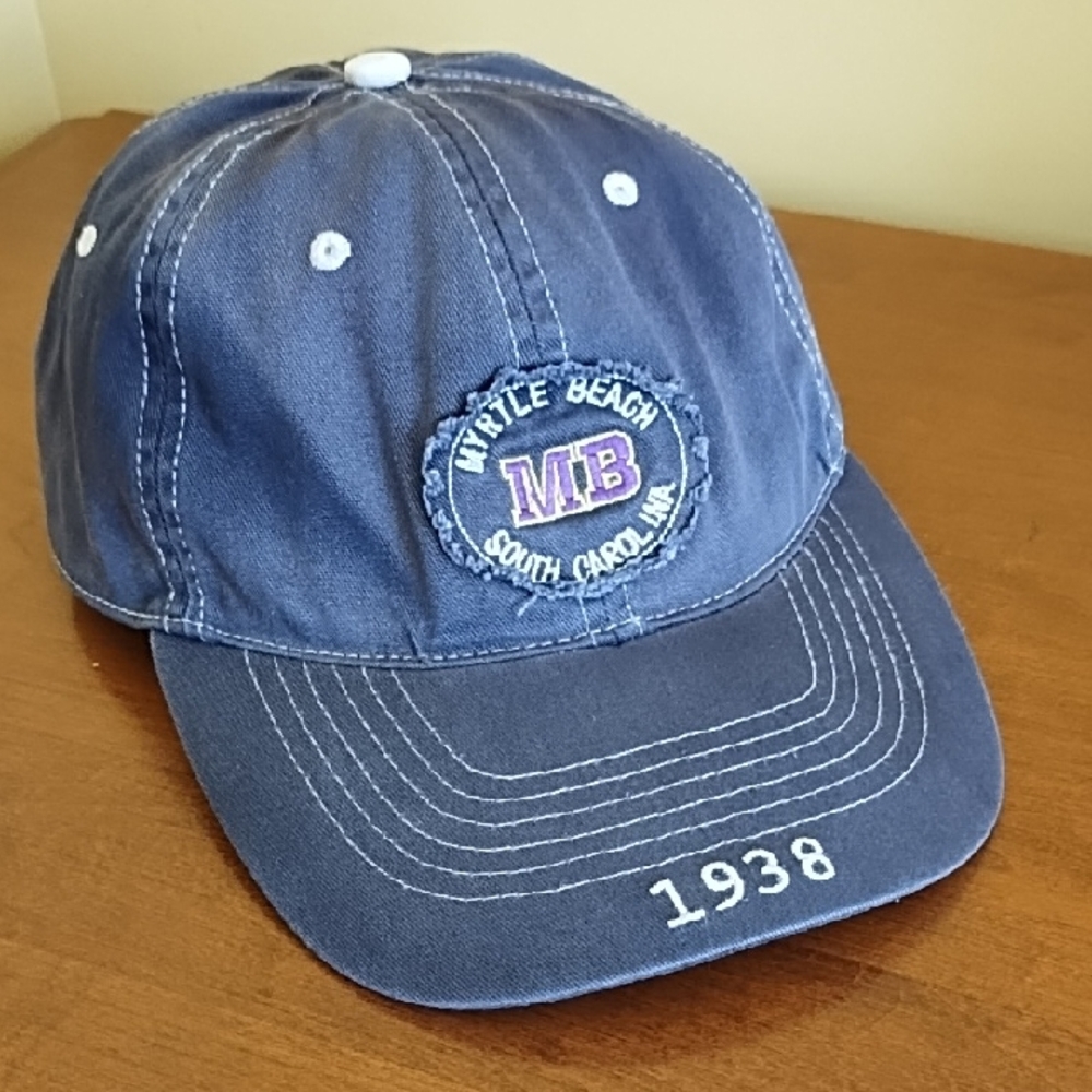 Myrtle Beach Unisex Baseball Hat Faded Blue Distressed Fishing Hat Adjustable
